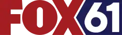 The Fox network logo in a cardinal red color. In a blue box that notches into the side of the X is a white 61 in a sans serif.