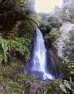 The upper fall is almost 30 m (98 ft) high