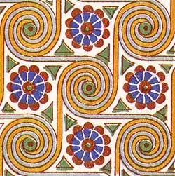 Ceiling of Egyptian tomb; ignoring colors this is p4, otherwise p2