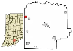 Location of Saltillo in Washington County, Indiana.