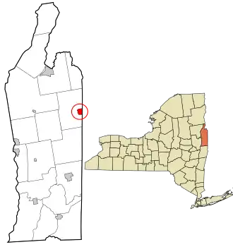 Location in Washington County and the state of New York.