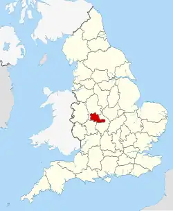 Map of England showing the West Midlands County