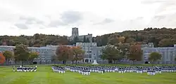 The West Point Band joined the Corps of Cadets on The Plain for a pass in review