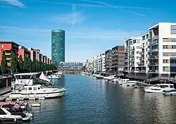 A picture of the port at Westhafen