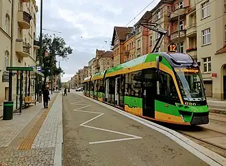 Tram at Wierzbięcice Street in Poznań