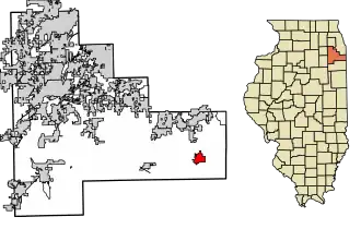 Location of Beecher in Will County, Illinois.