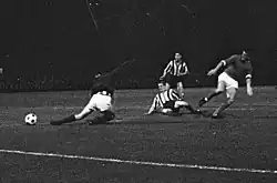 David Herd scoring a goal later in his career after leave Stockport