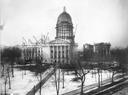 The current building under construction in 1909