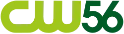 The CW logo in light green on left next to a 56 in a sans-serif typeface