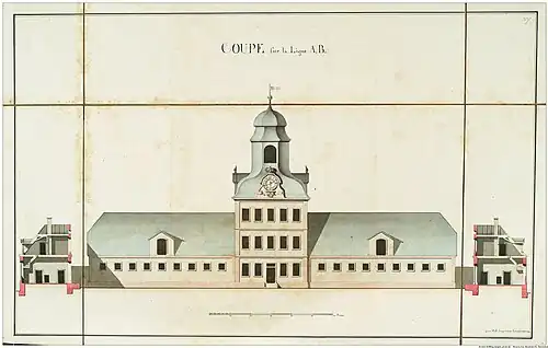 Entrance building with clock tower