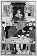 A woodcut of an anatomical dissection, from 1493