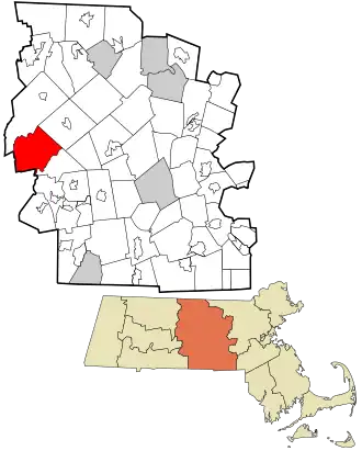 Location in Worcester County and the state of Massachusetts.