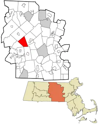 Location in Worcester County and the state of Massachusetts.