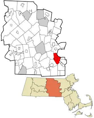 Location in Worcester County and Massachusetts.
