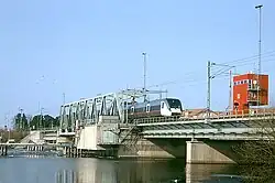 X50 train crossing the Kvicksund bridge