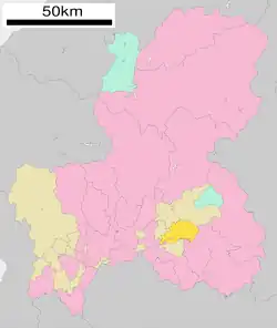 Location of Yaotsu in Gifu Prefecture