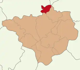 Map showing Aydıncık District in Yozgat Province