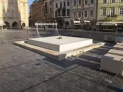 Pediment of the reconstructed column, March 2020