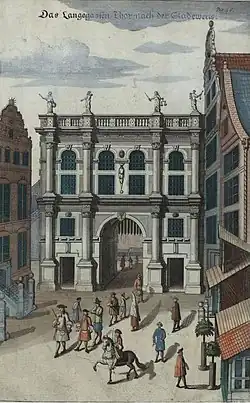 The Langgasser Tor in 1687, published by Reinhold Curicke.