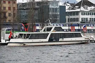 ZSG boats and Zurich S-Bahn trains (here at Wädenswil station) both link Zurich with nearby municipalities