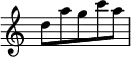  {
\override Score.TimeSignature #'stencil = ##f
\relative c'' { 
  \set Staff.midiInstrument = #"clarinet"
  \set Score.tempoHideNote = ##t
  \tempo 8 = 280
  \clef treble
  \time 5/8
  d8[ a' g c a]
} }
