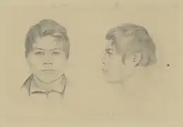 Drawing of Harry Maitey, chalk and graphite, October 26, 1824