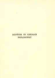 The first page of Egotism in German Philosophy