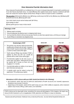 SDF patient information leaflet showing side effect of discolouration of SDF with pictures before and after treatment